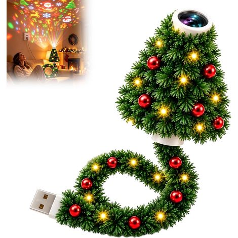 Projecteur noel interieur,veilleuse USB en forme de sapin，1pc (1/5)