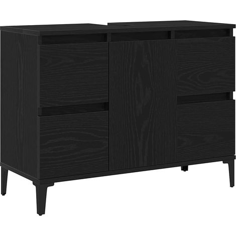 Maison Exclusive - Armadio per Lavabo da Bagno Rovere Nero 80 x 33 x 60 cm