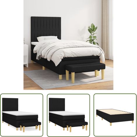 The Living Store Boxspringbett mit Matratze Schwarz 90x200 cm Stoff - Boxspringbett - Doppelbett - Schlafraum - Betttisch - Bettsofa (1/5)