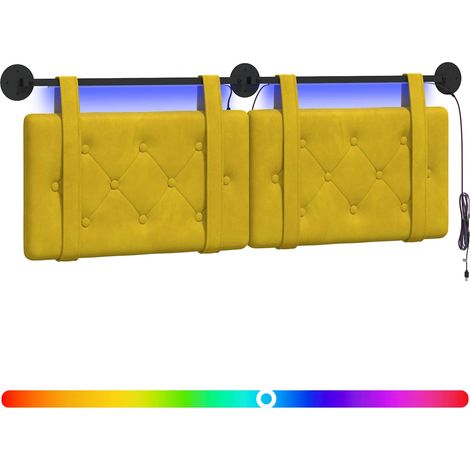 Maison Exclusive - Hängendes Kopfteil Mit LED Licht Gelb Samt