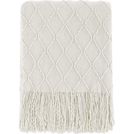Lntyq Fester und weich strukturierter Sofabezug, gestrickte dekorative Decke, beige 127x172cm (1/5)