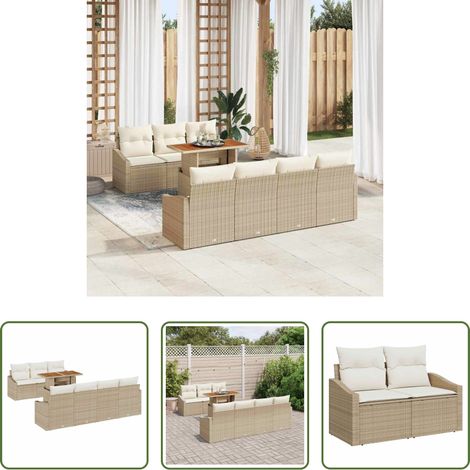 Gartenstühle -  Garten Essgruppe mit Kissen 8 pcs Beige und Creme (1/5)