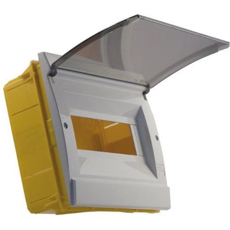Electraline 60440 Coffret Encastrable avec Porte, 8 Modules, Jaune/Blanc