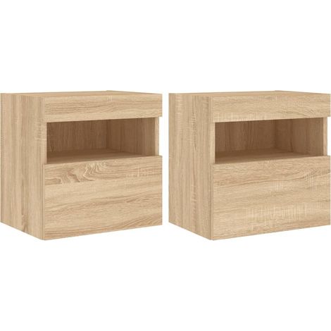 Mobile TV da parete scaffale multimediale credenza TV sala da pranzo soggiorno camera da letto luci LED 2 pezzi rovere Sonoma 40 x 30 x 40 cm marrone 020029173