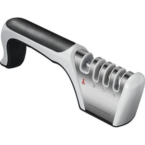 (Schwarz) Professioneller Messerschärfer, 4-in-1-Küchenmesserschärfer mit rutschfester Basis, Messer- und Scherenschärfer, manueller Messerschärfer MUMU (1/4)