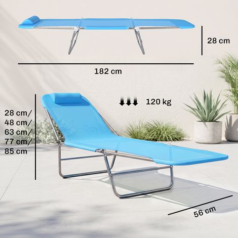 Bain de soleil pliable avec dossier et coussin pliables, 182 x 56 x 24,5 cm (1/5)