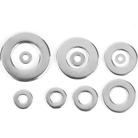 Lot de 580 pièces rondelles plates en acier inoxydable 304 pour vis et écrous M2 M2.5 M3 M4 M5 M6 M8 M10 M12 (1/5)