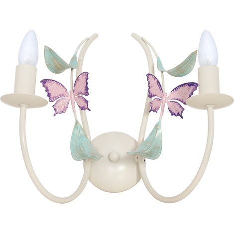 Applique murale double Summer crème papillons E14 15W