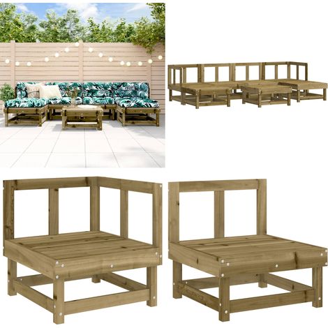 7-tlg. Garten-Lounge-Set Kiefernholz Imprägniert - Gartenmöbel - Loungesessel - Rattan Möbel - Outdoor Furniture - Gartengeräte - Home & Living (1/5)