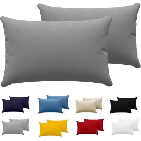 Baumwoll-Kissenbezug – 2er-Set – 50 x 75 cm – Anthrazit – strapazierfähig und weich