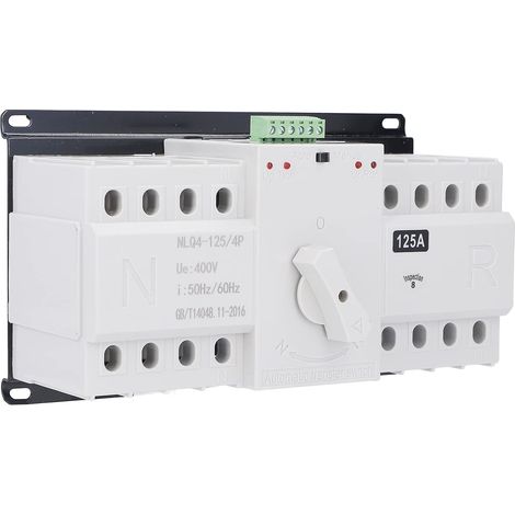 Disjoncteur de Circuit Électrique 125A,Interrupteur Transfert Automatique Double Alimentation Commutateur Bascule 400V 4P 125A CB Interrupteur Faible Bruit pour électricité Municipale Onduleur (1/5)
