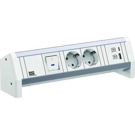 BACHMANN DESK 2XCEE7/3 1XINTERRUPTEUR 1XUSB A/C 22W GST18 RAL9010 902.0291