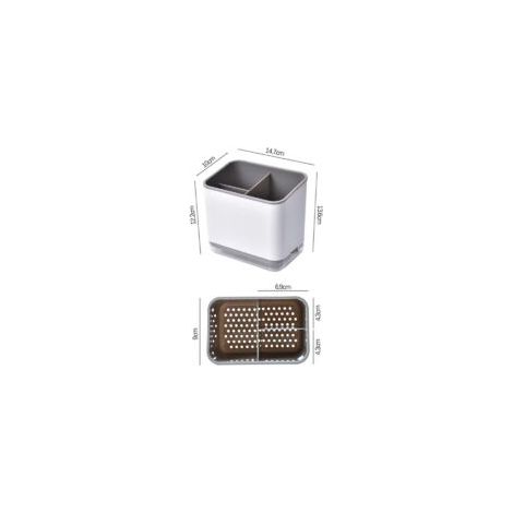 Besteckhalter, Abtropfschale, multifunktionaler 3-Fächer-Besteckorganizer zum Abtropfen von Besteck (Grau) - Crezuo