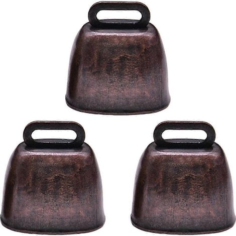 Lot de 3 cloches de pâturage en métal pour chiens et animaux de compagnie (vaches, chevaux, moutons, chats, etc.), cloche en bronze au son puissant, petite cloche. Accessoires pour animaux de compagni