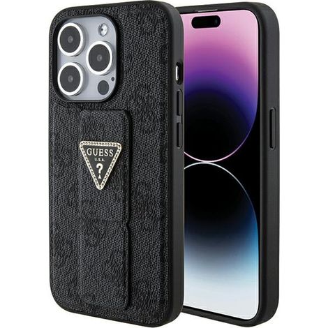 Guess GUHCP15XPGS4TDK iPhone 15 Pro Max 6.7" nero/custodia rigida nera Supporto con impugnatura 4G Triangle Strass (1/5)
