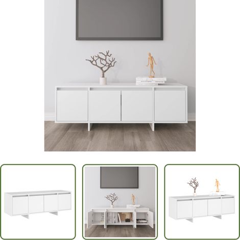 vidaXL Meuble de salon - Meuble TV Blanc 120x30x40,5 cm Bois d'ingénierie (1/5)