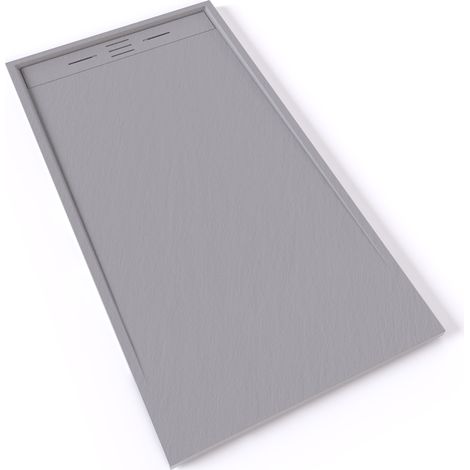 HIEMAL Receveur de douche 90 x 170 cm résine Gris aspect ardoise + bonde incluse - Salle de bain