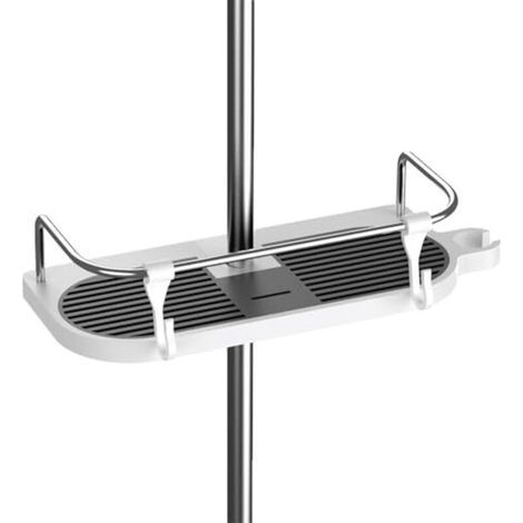 Mensola per asta doccia senza foratura, nuova misura universale, organizer per bagno aggiornato per aste doccia rotonde con diametro da 18 mm a 25 mm (1/3)
