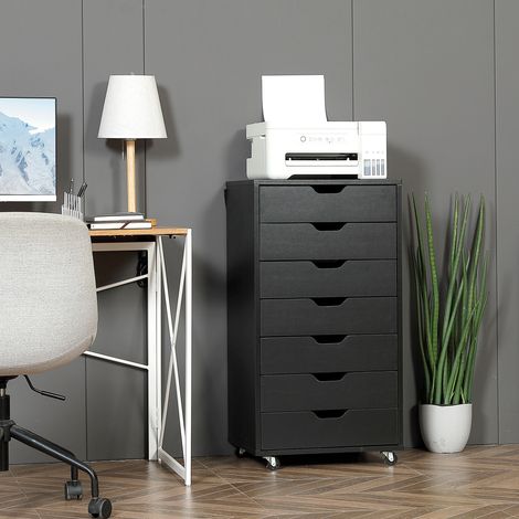 Mobile archivio da ufficio con rotelle, contenitore per documenti con 7 cassetti, organizer per documenti in formato A4 o Letter.