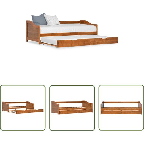 The Living Store Ausziehsofa Bettgestell Honigbraun Kiefernholz 90×200 cm - Ausziehsofa - Schlafsofa - Doppelbett - Gästebett - Bettkasten (1/5)