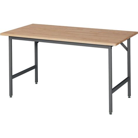 Bureau de travail Jerry B1500xT800xH800-850mm Plateau en hêtre massif, épaisseur 25mm, structure en acier (1/2)