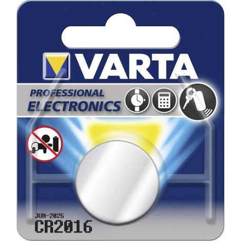 Pile Bouton Lithium VARTA CR2016 3V 90mAh – Montre, Calculatrice, Cle de Voiture – Vendue a l'Unite (1/4)