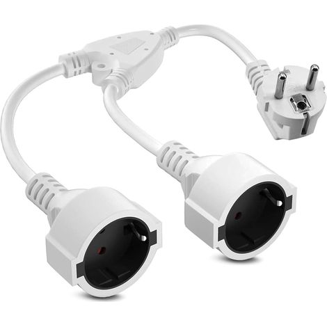 Doppelstecker für Steckdose Mehrfachsteckdose mit Flexible Kable für Büro Küche Reisen, Weiß (1/3)