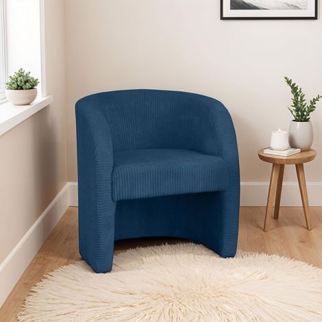 Fauteuil cabriolet 62x61x72 cm en velours côtelé bleu foncé (1/5)