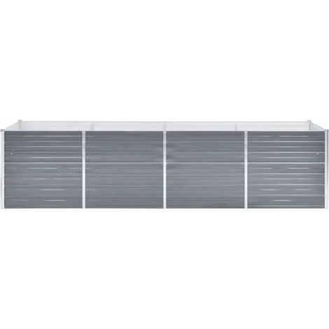 INLIFE Lit surélevé de jardin Acier galvanisé 320x80x77 cm Gris (1/5)