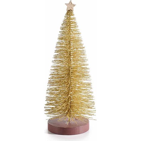 Alberi di Natale decorativi artificiali dorati con stella su base, set da 10 pezzi, Ø 6cm x 20 H