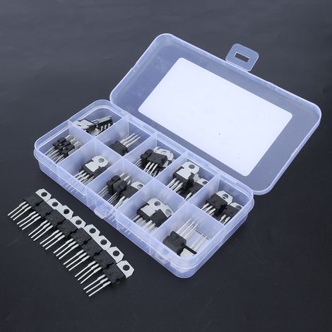 Kit de 50 transistors régulateurs de tension (10 valeurs différentes) avec boîte transparente à 10 compartiments (1/5)