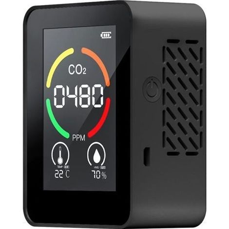 CO2 Air Detector, Carbon Dioxide Detector, Agricultural Production, Greenhouse CO2 Monitor, Black (1/4)
