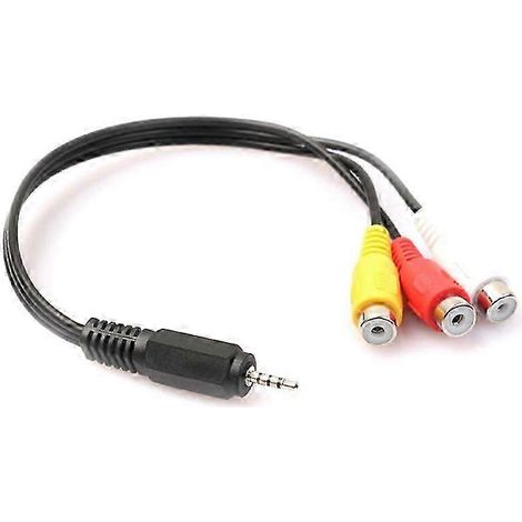 Câble audio/vidéo mini AV mâle 2,5 mm vers 3 RCA femelles avec adaptateur jack stéréo (1/5)