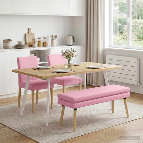 vidaXL Banc à double couche Rose 110 x 40 x 47 cm Tissu (1/5)