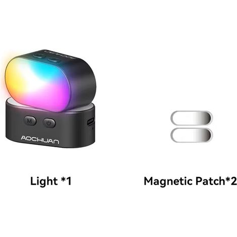 Mini lampe d'appoint magnétique RGB, réglage de la luminosité sur 3 niveaux, 7 couleurs réglables, parfaite pour les selfies avec téléphone. (1/5)