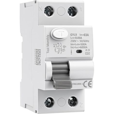 Disjoncteur Différentiel 2P Interrupteur Différentiel 63A 30ma type A-SI Disjoncteur électromagnétique protection contre les surtensions les harmoniques et les interférences électromagnétiques (1/5)
