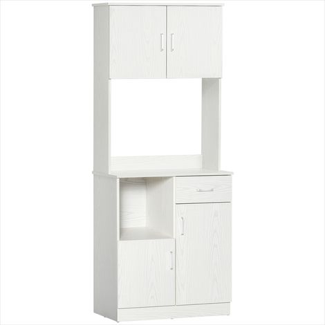 Buffet de cuisine blanc 4 portes 1 tiroir avec grand plateau (1/5)