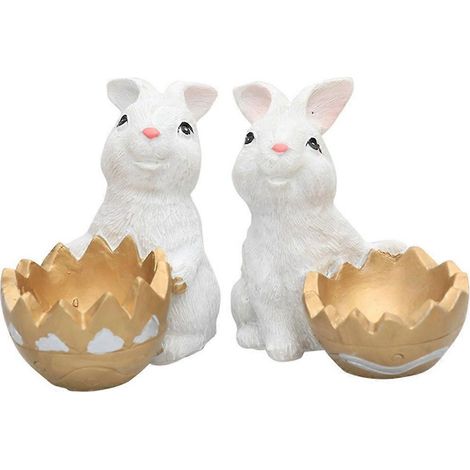 2 Stück Frühlings-Osterhasenfiguren, Heimdekoration, Gartenstatuen, Ornamente