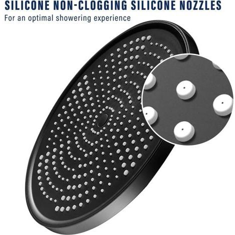 [NEVER USED]  Round High Pressure Rain Shower Head 25CM, Large Fixed Shower Head, Water Saving Rain Shower Head (Black)