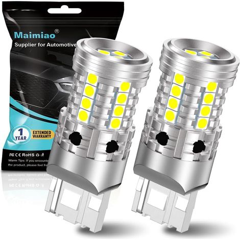 2pcs ampoules LED 7440 blanches pour feux de recul, 7440A 7441 7440NA WY21W T20 12V-24V 27SMD Ampoule de rechange pour voiture pour feu antibrouillard arrière lumineuse (1/5)