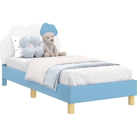 Children's Bed Frame with Headboard Blue 80 x 160 cm PU vidaXL