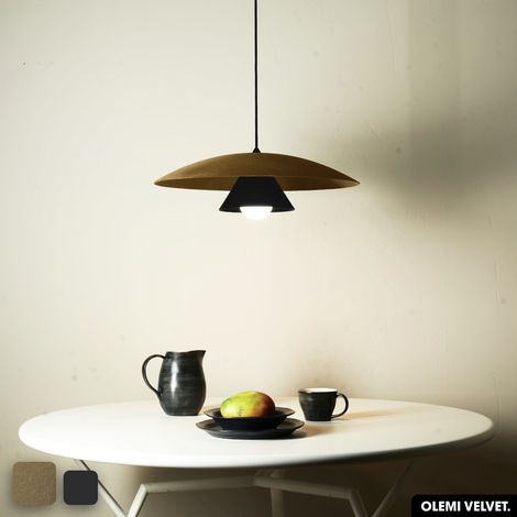 Lampe de suspension en velours - OLEMI VELVET PEYOTE - NOIR (1/2)