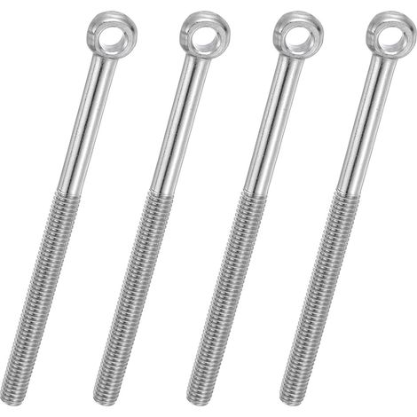 4 Pcs Boulon à Œil M6x75mm Boulon à Œillet de Levage pour Balancement d'Épaule, Vis Poisson en Acier Inoxydable 304, Filetage Métrique à Demi-Denture Trou Coulissant, Argentée (1/5)