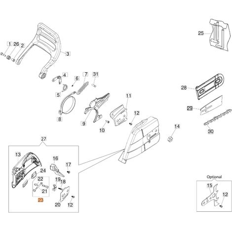 Kit tornillo tensor cadena motosierra GS650 GS651 ORIGINAL OLEOMAC 50250168