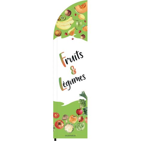 Drapeau publicitaire "Fruits & Légumes" 255 x 60 cm - Interface PLV