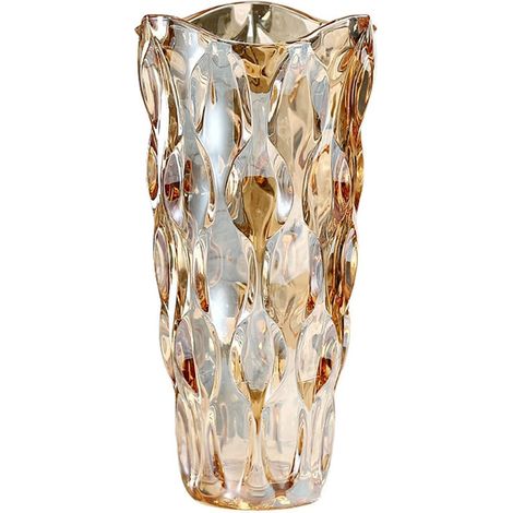 Vase en Verre Soufflé Main - 1 Pièce - Style Ambre Épaissi - Décoration Florale Élégante - Pour Salon et Mariage - Hauteur 24,1 cm (1/5)