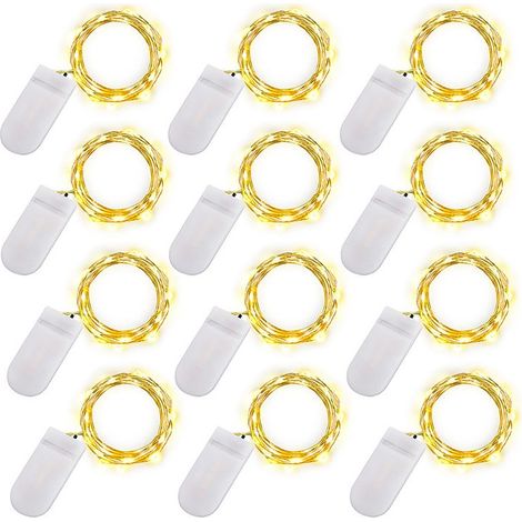LED String Lights - 2m 20 LEDs Battery Operated Copper Wire Waterproof String Lights for Holiday Wedding Party Christmas DIY Decorations Warm White 12 Pack (1/5)