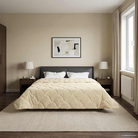 Ganzjahresbettdecke Gepolstert Creme 220 x 260 cm