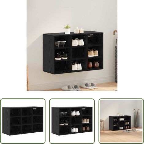 vidaXL Schuhordnung - Schuhschrank mit Regal Schwarz Eichen-Optik 77,5 x 30 x 51 cm (1/5)