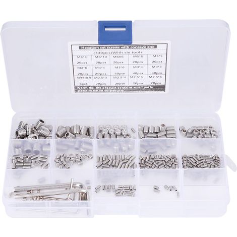 Set de 340 Vis 304 Inox - Adaptateur Hexagonal Bout pour Pièces Machine avec 6 Clés - Matériel pour Instruments de Précision et Électronique (1/5)
